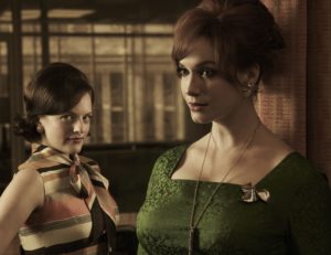 Peggy Olson (Elisabeth Moss) and Joan Harris (Christina Hendricks) Mad Men